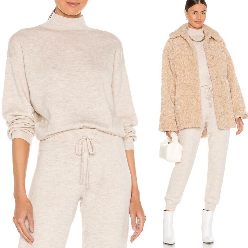 NWT Alice + Olivia Mattie Blouson Pullover Sweatshirt Wool Sweater Size L